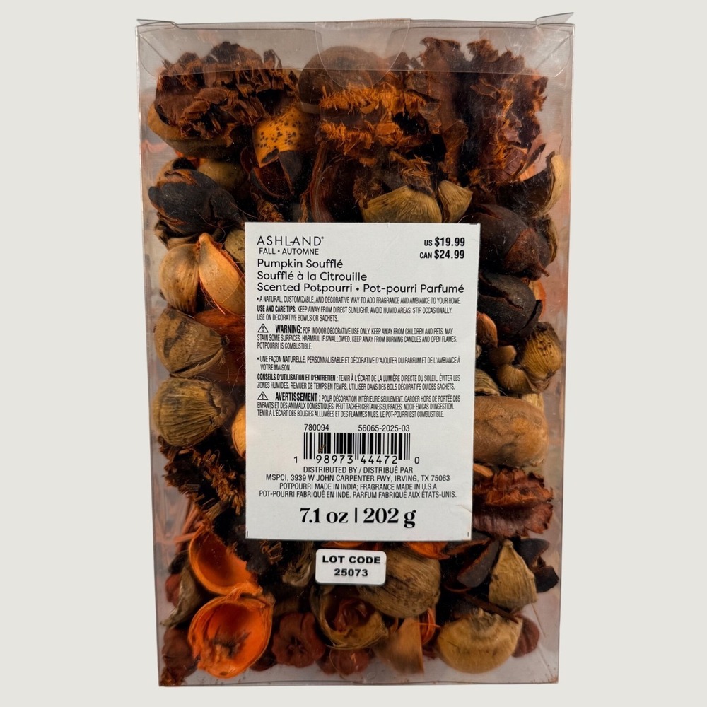 Ashland Pumpkin Souffle Scented Potpourri Fall Harvest Home Fragrance 7.1 oz